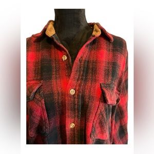 Vintage Field & Stream Flannel Heavy Thick Shirt Buffalo Plaid Red Mens XL Tall